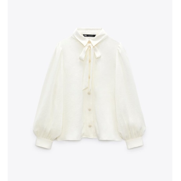 Zara Satin Shirt with Rhinestones - Picture 3 of 7